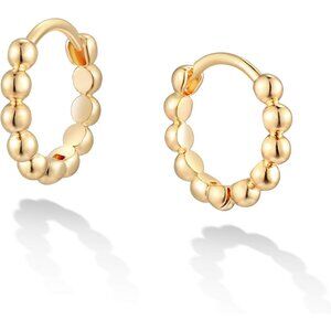 Gold Huggie Hoop Earrings 14K Gold Plated Dainty Small Simple Hypoallergenic Jew